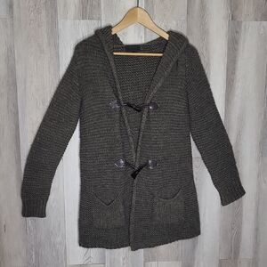 Mary Womens Small Vintage Wool Alpaca Sweater Jacket Hooded Made In Italy Duster